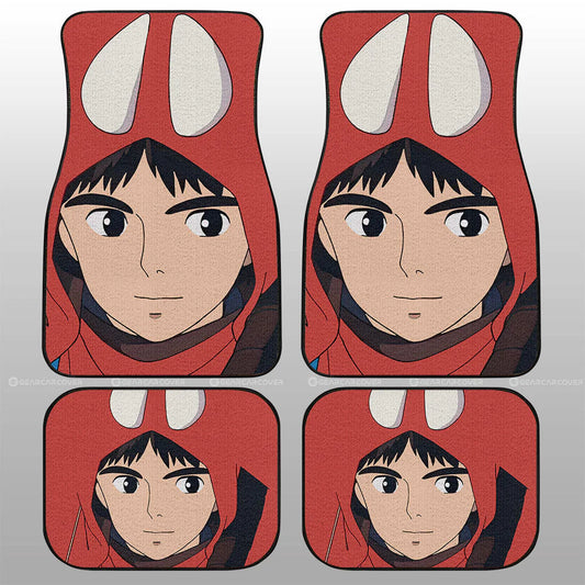 SGhibli Car Mats SGhibli Princess Mononoke Ashitaka Face Graphic Car Floor Mats Red