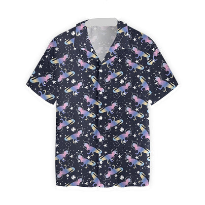 Dinosaur Hawaii Shirt Astro T-Rex Dinosaur Pattern Hawaiian Shirt Black Purple Unisex