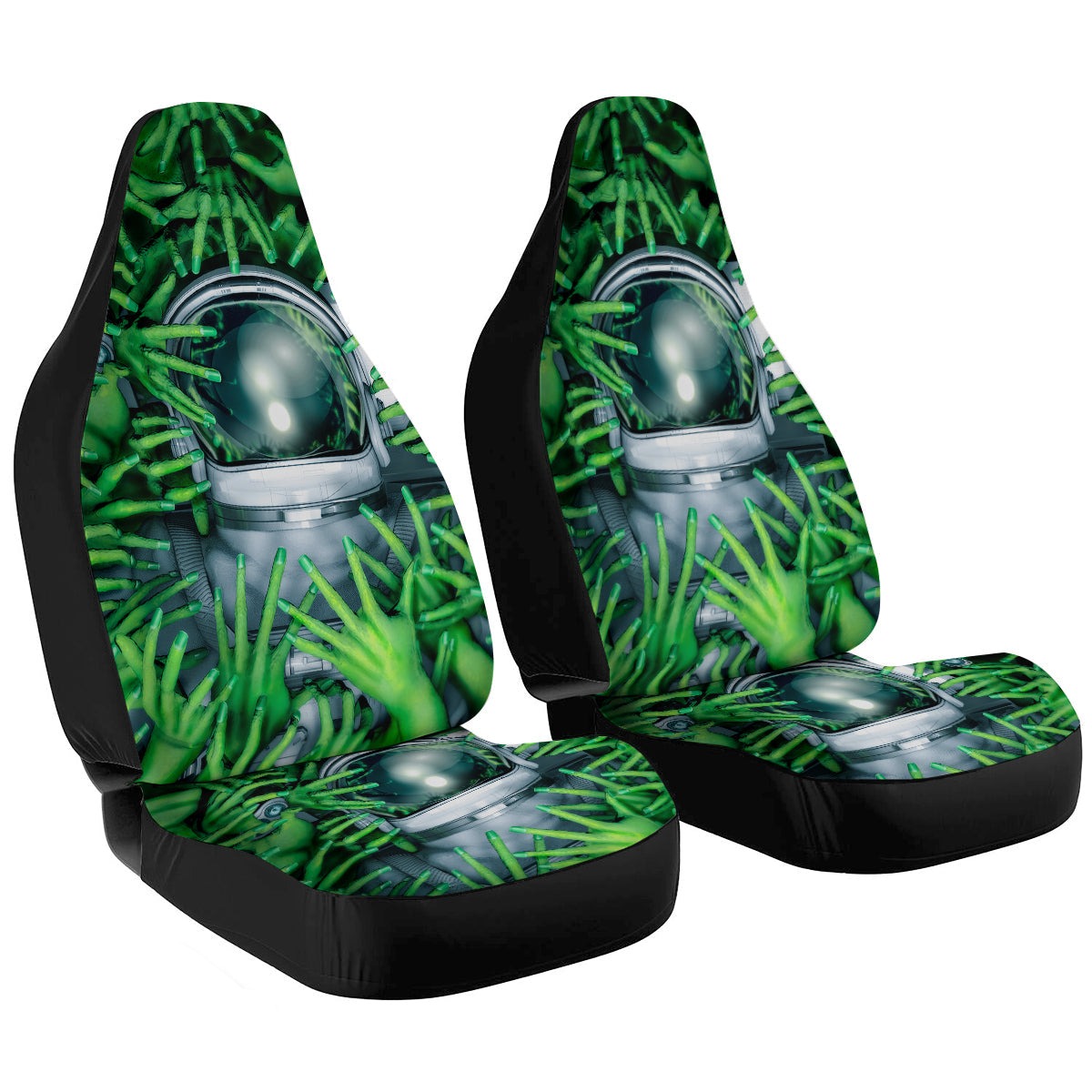 Astronaut Car Seat Covers Astronaut And Alien Hands Pattern Seat Covers Green