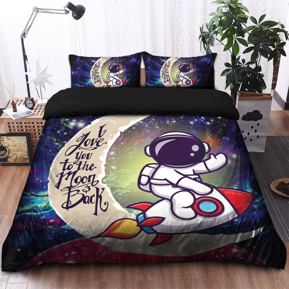 Astronaut Bedding Set Astronaut Chibi Love You To The Moon Duvet Covers Colorful Unique Gift