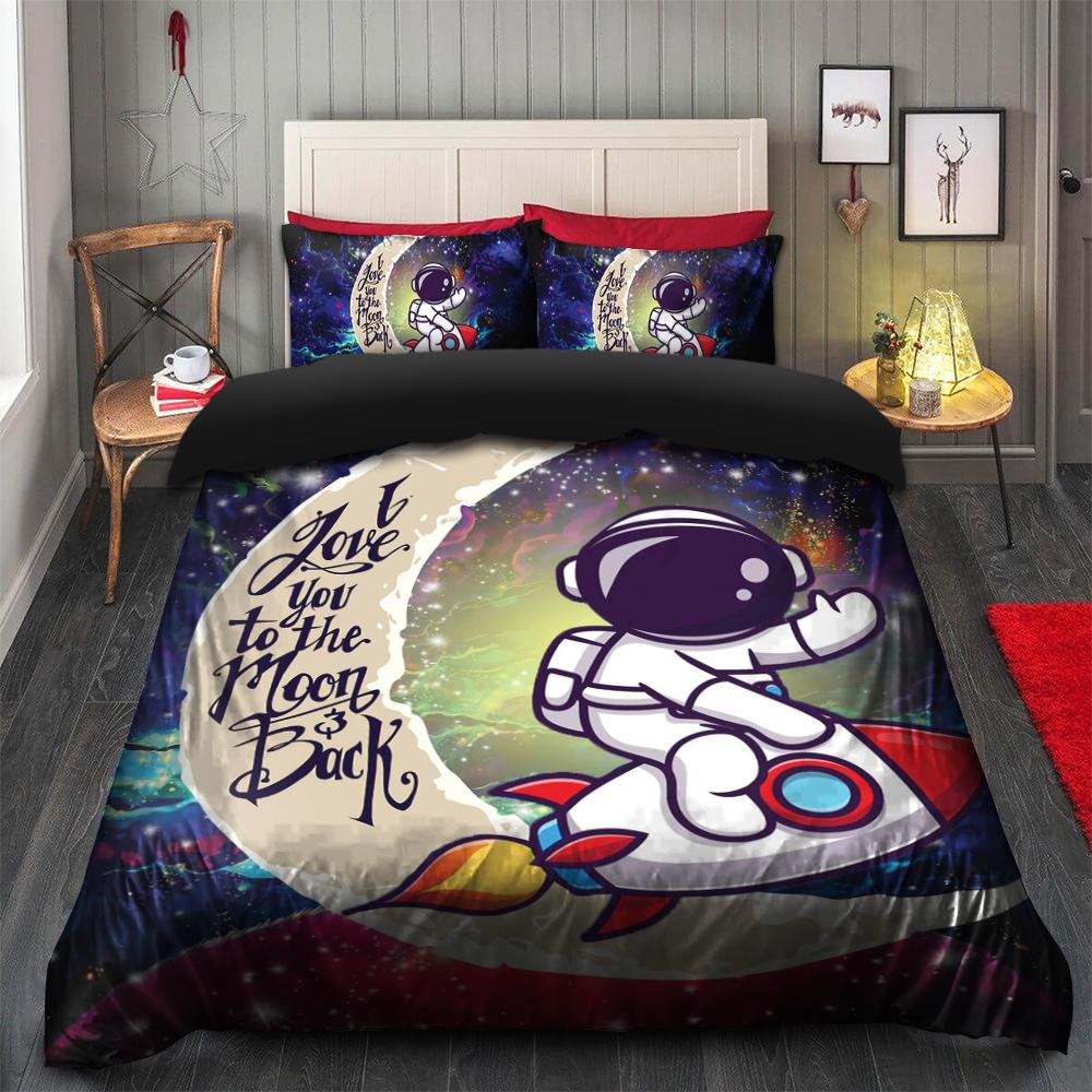 Astronaut Bedding Set Astronaut Chibi Love You To The Moon Duvet Covers Colorful Unique Gift