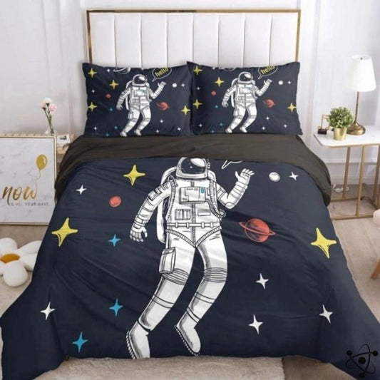 Astronaut Bedding Set Astronaut Hello In Space Planets Duvet Covers Black White Unique Gift