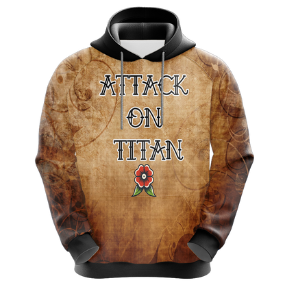Attack On Titan Hoodie Attack On Titan Garrison Flower Hoodie Brown Unisex