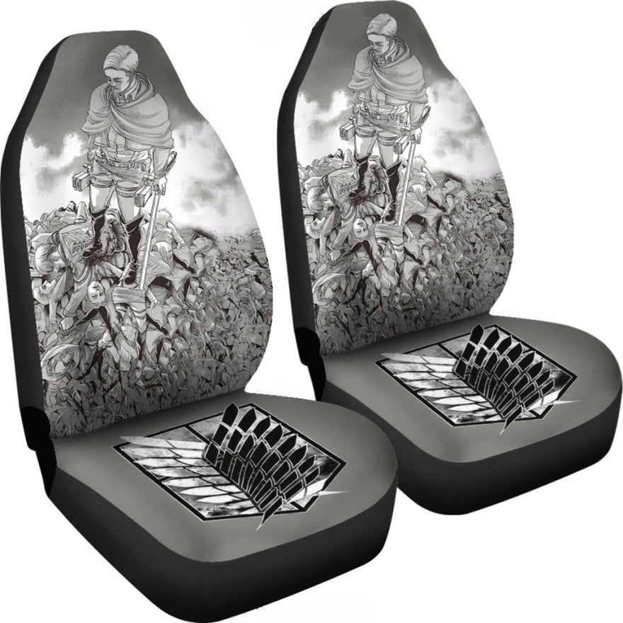 Attack On Titan Car Seat Covers Erwin On Corpse Mountain Seat Covers White Gray