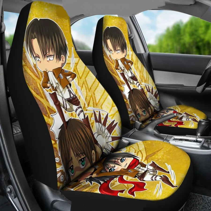 Attack On Titan Car Seat Covers Attack On Titan Chibi Characters Seat Covers Yellow