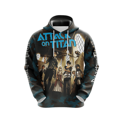 Attack On Titan Hoodie Attack On Titan Characters Graphic Hoodie Blue Black Unisex