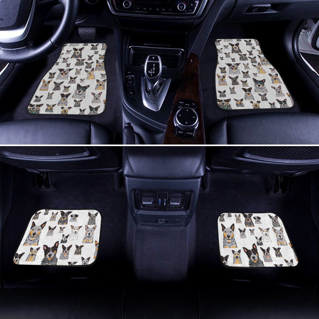 Dog Car Floor Mats Funny Australian Cattle Dog Emotion Pattern Car Mats
