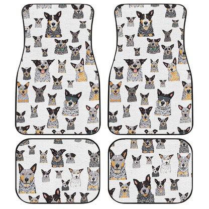 Dog Car Floor Mats Funny Australian Cattle Dog Emotion Pattern Car Mats