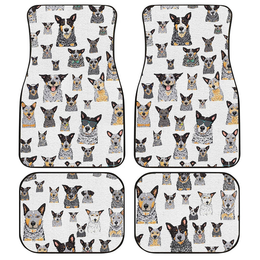Dog Car Floor Mats Funny Australian Cattle Dog Emotion Pattern Car Mats