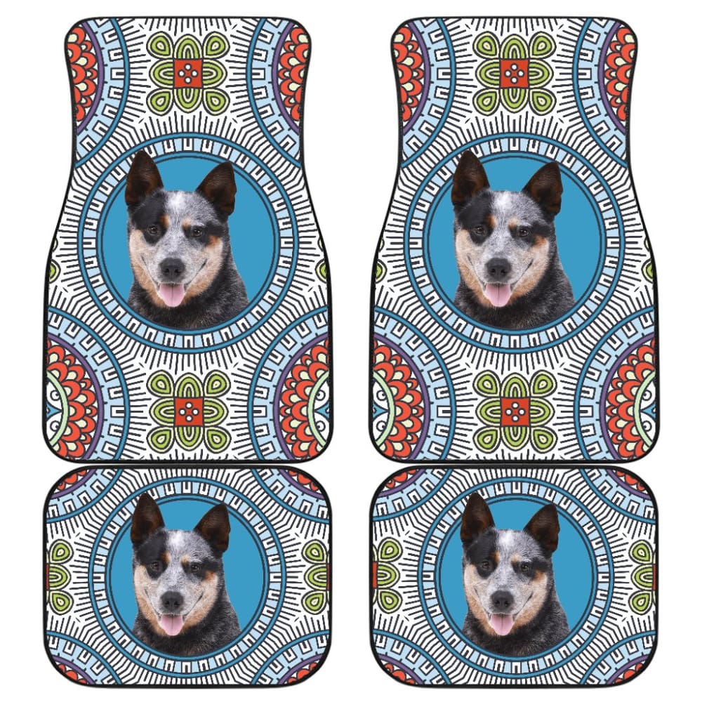 Dog Car Floor Mats Cute Australian Cattle Dog Colorful Pattern Car Mats