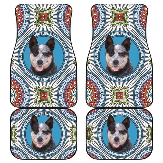 Dog Car Floor Mats Cute Australian Cattle Dog Colorful Pattern Car Mats