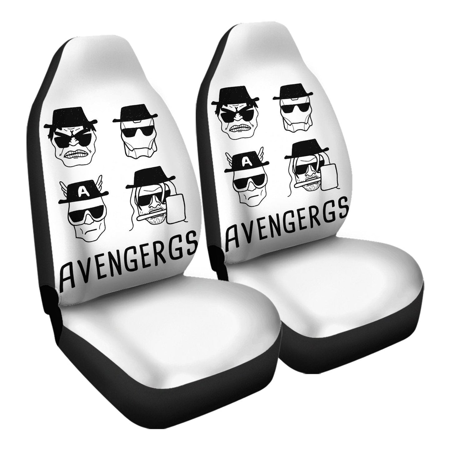 MV Car Seat Covers The Avengergs Pattern Seat Covers White