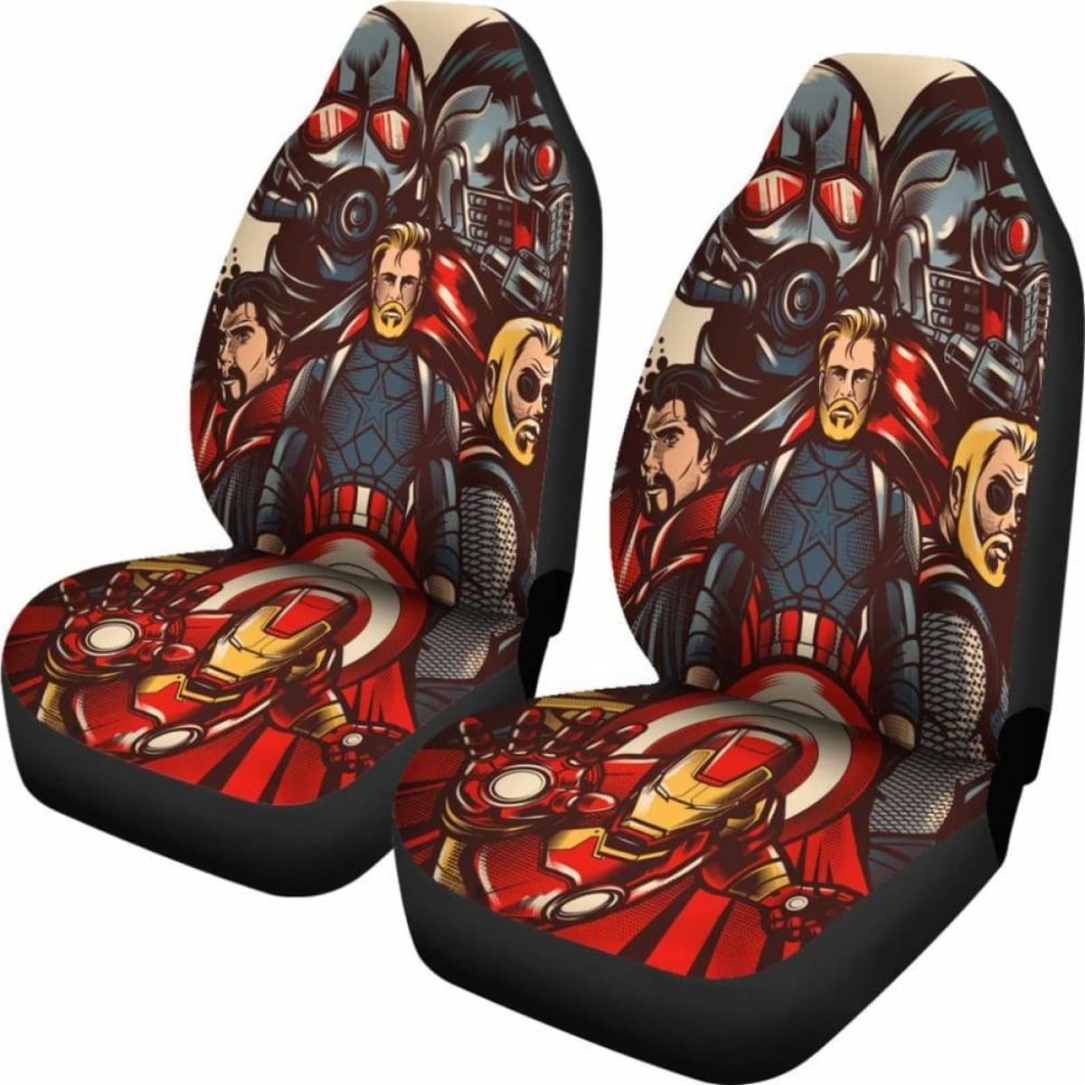 MV Car Seat Covers Iron Man Captain America Thor Graphic Seat Covers Colorful