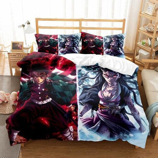 Demon Slayer Bedding Set Tanjiro And Nezuko Demon Form Duvet Covers Colorful Unique Gift