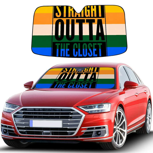 LGBT Car Sun Shade LGBT Pride Straight Outta The Closet Winshield Sun Shade Colorful