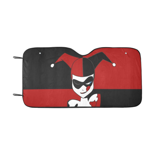 Harley Quinn Car Sun Shade Harley Quinn The Jester Graphic Winshield Sun Shade Black Red