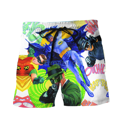 Batman Shorts Batman Vs Green Villains Graphic Beach Shorts Colorful