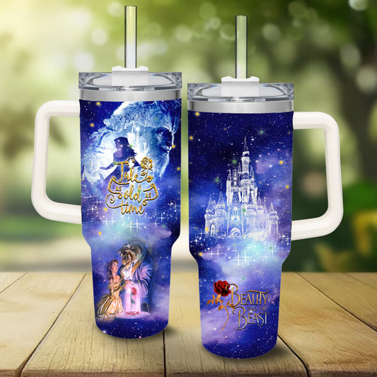 Beauty And The Beast 40 Oz Tumbler DN Castle Tale As Old As Time Tumbler 40 Oz Blue