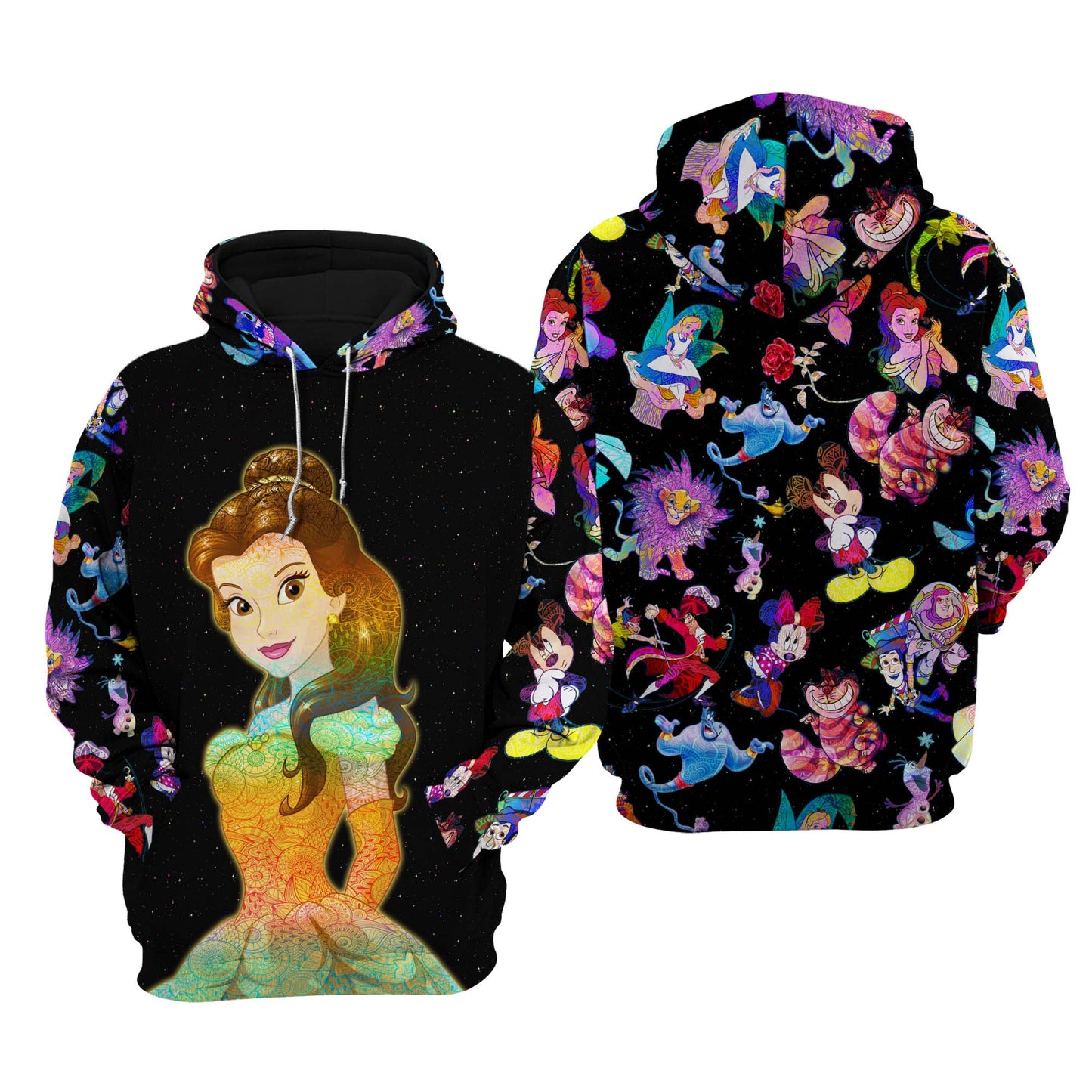 DN Hoodie DN Princess Belle Characters Pattern Hoodie Colorful Unisex