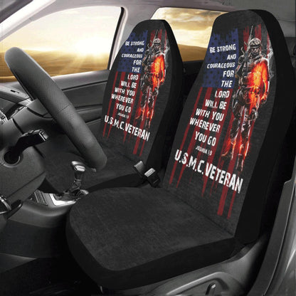 Veteran Car Seat Covers Be Strong And Courageous For The Lord Seat Covers Black