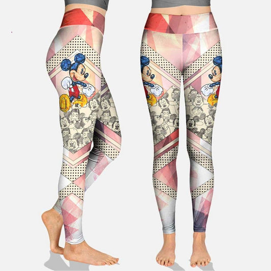 MM Leggings Drawing MM Geometric Pattern High Waisted Legging Pink For Women