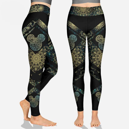 MM Leggings MM Head Mandala Pattern High Waisted Legging Black Yellow For Women