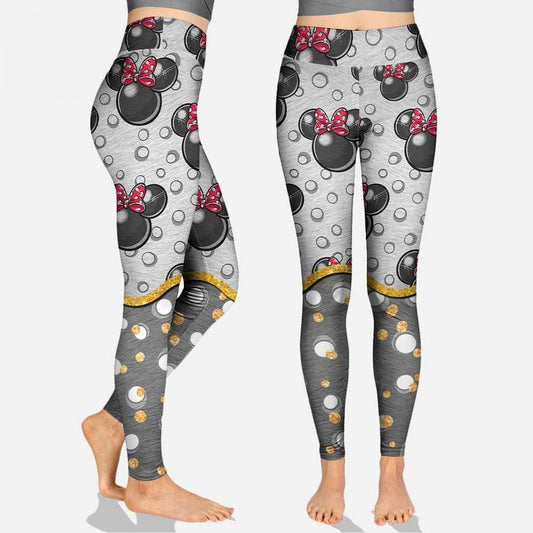 Minnie Leggings Minnie Head Dot Pattern High Waisted Legging Gray For Women