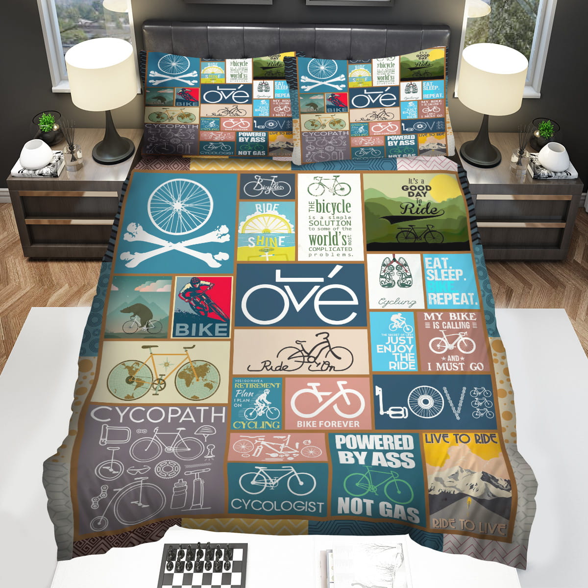 Bicycle Bedding Set Powered By Ass Not Gas Duvet Covers Colorful Unique Gift