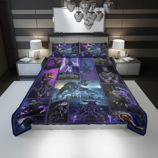 Black Panther Bedding Set MV Black Panther Hero Graphic Pattern Duvet Covers Black Purple Unique Gift