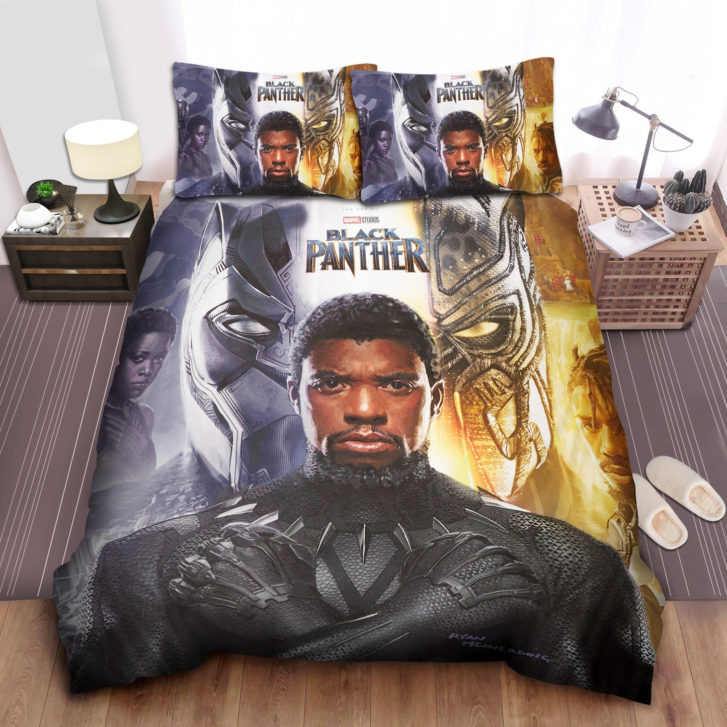 Black Panther Bedding Set MV Black Panther King Of Wakanda Duvet Covers Black Yellow Unique Gift