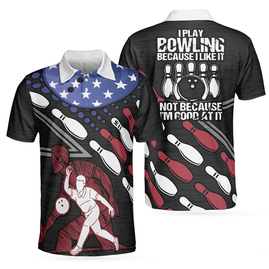 Bowling Polo Shirt I Play Bowling Because I Like It Boys Polo Shirts Black White