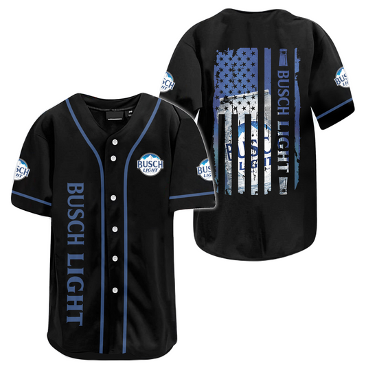 Busch Light Baseball Jersey Busch Light Can American Flag Jersey Shirt Black Unisex