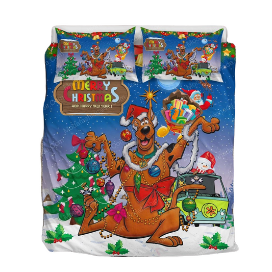 Scooby-Doo Bedding Set Scooby-Doo Merry Christmas Happy New Year Duvet Covers Colorful Unique Gift