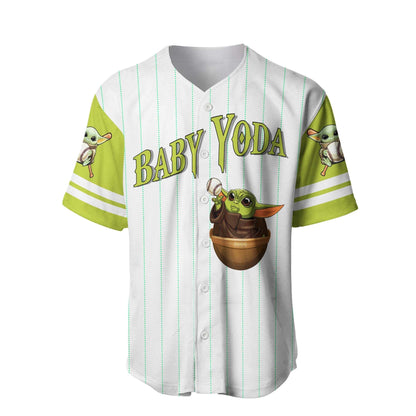 SW Baseball Jersey Baby Grogu Holds Ball SW Jersey Shirt White Green Unisex Adult New Release