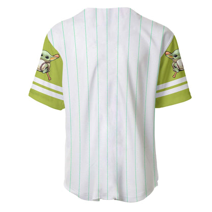 SW Baseball Jersey Baby Grogu Holds Ball SW Jersey Shirt White Green Unisex Adult New Release