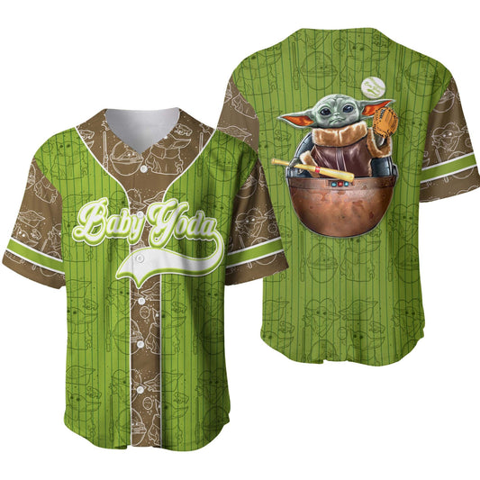 SW Baseball Jersey Baby Grogu Playing Baseball SW Jersey Shirt Green Unisex Adult New Release