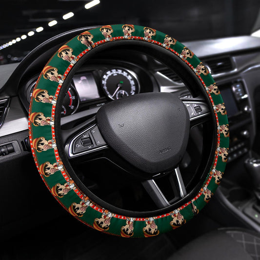 One Piece Steering Wheel Cover Baby Santa Monkey D Luffy Driving Wheel Cover Red Green