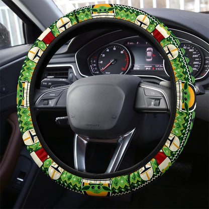 SW Steering Wheel Cover Baby Yoda In Spaceship And Mandalorian Driving Wheel Cover Green