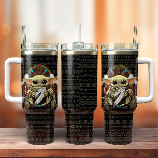 SW 40 Oz Tumbler Baby Yoda Tribal Pattern Tumbler 40 Oz Black