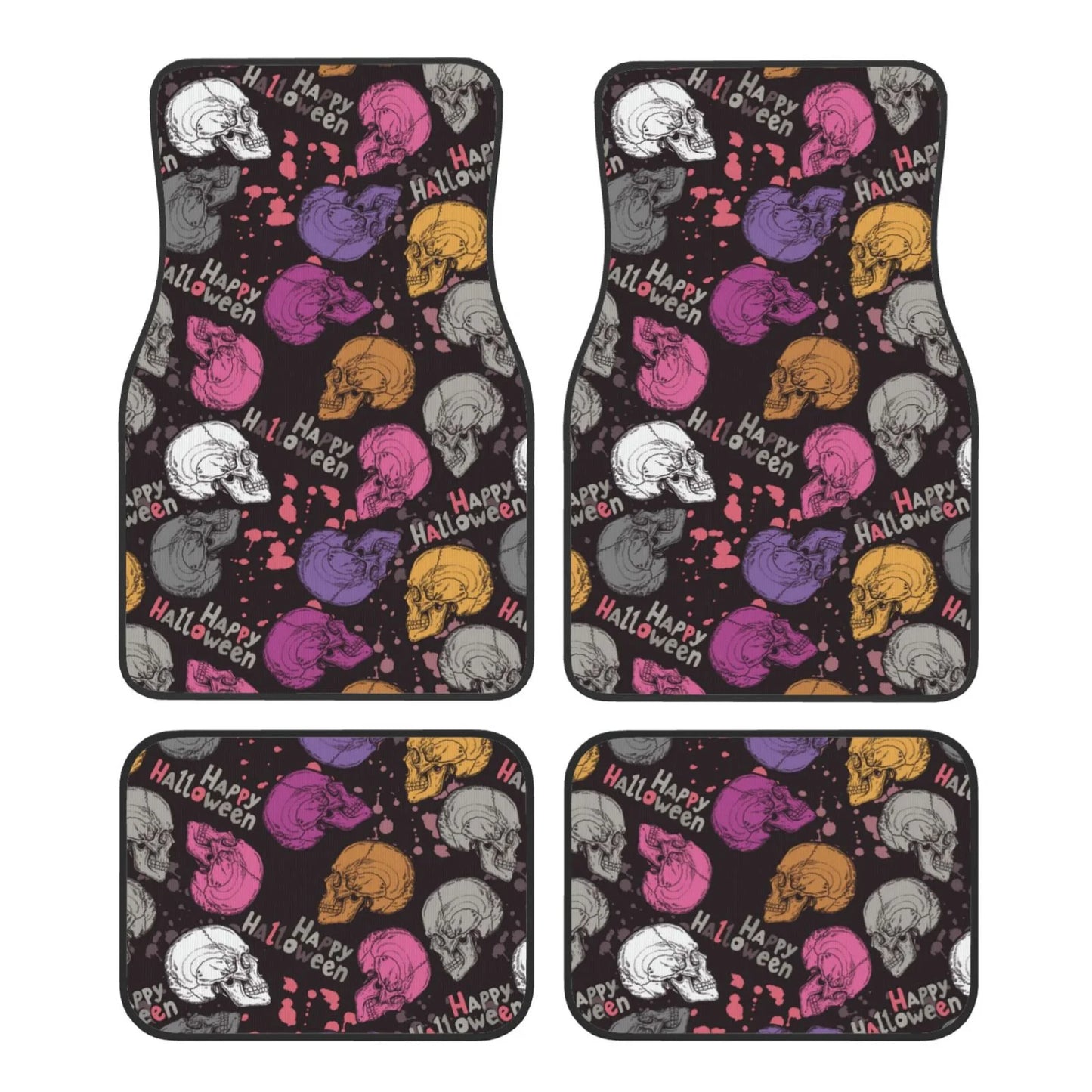 Halloween Car Mats Happy Halloween Skull Pattern Car Floor Mats Colorful