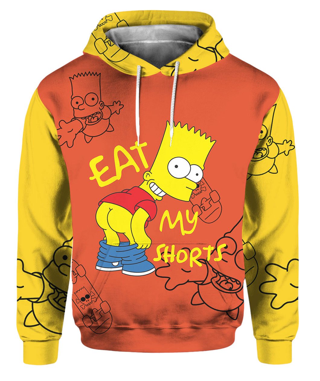 The Sympsons Hoodie Bart Simpson Eat My Shorts Hoodie Orange Yellow Unisex