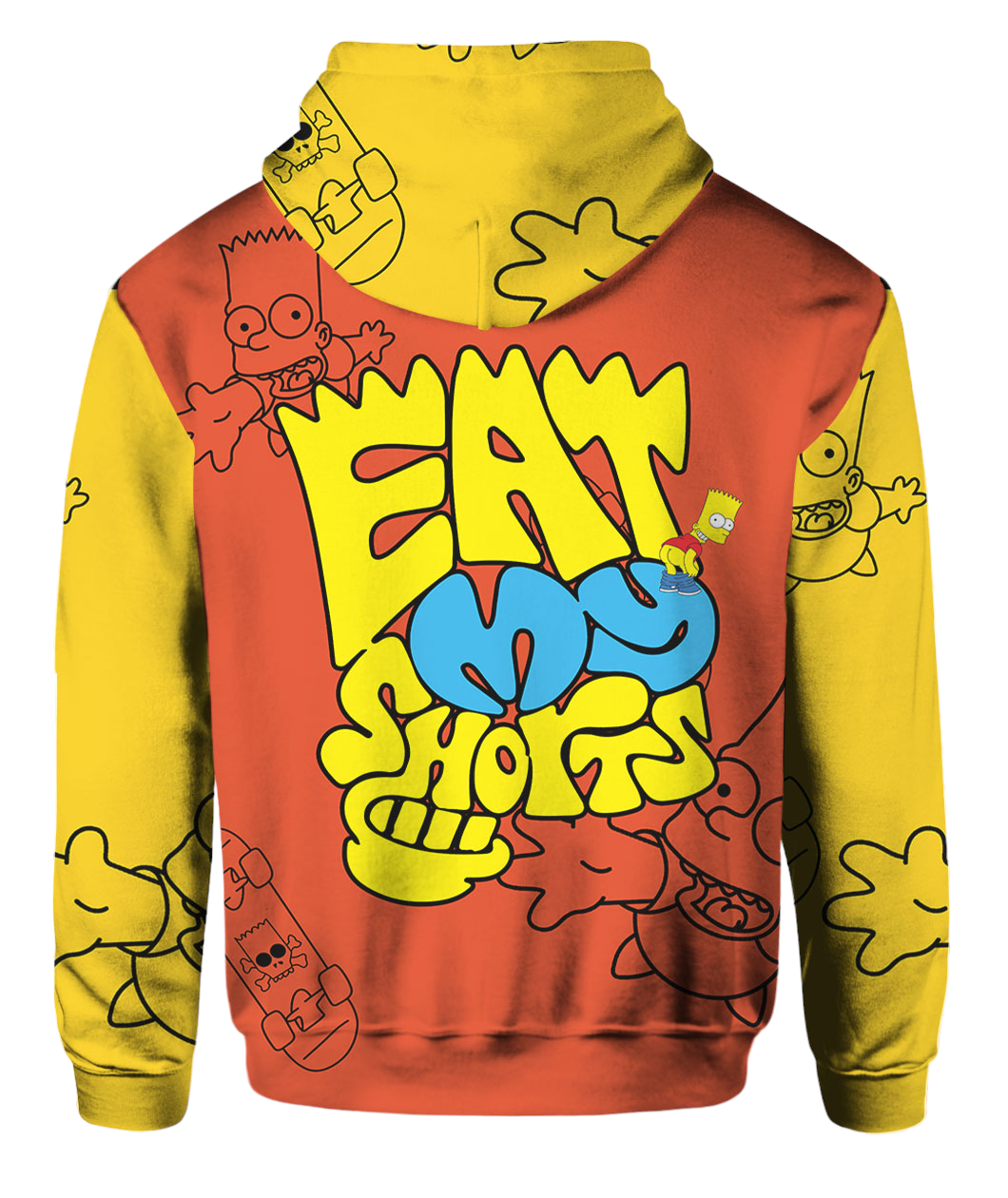 The Sympsons Hoodie Bart Simpson Eat My Shorts Hoodie Orange Yellow Unisex