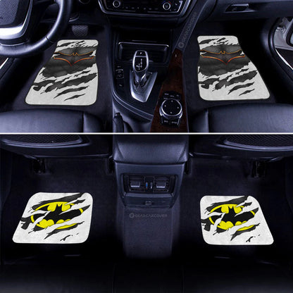 Batman Car Mats DC Batman Suit Symbol In Torn Sheet Car Floor Mats Black White