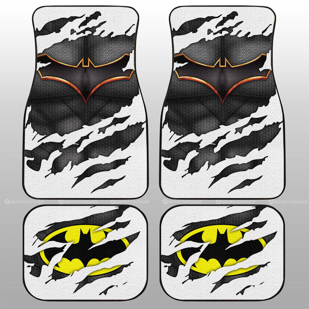 Batman Car Mats DC Batman Suit Symbol In Torn Sheet Car Floor Mats Black White