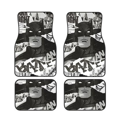 Batman Car Mats DC Batman Stitckers Torn Newspaper Pattern Car Floor Mats Black White
