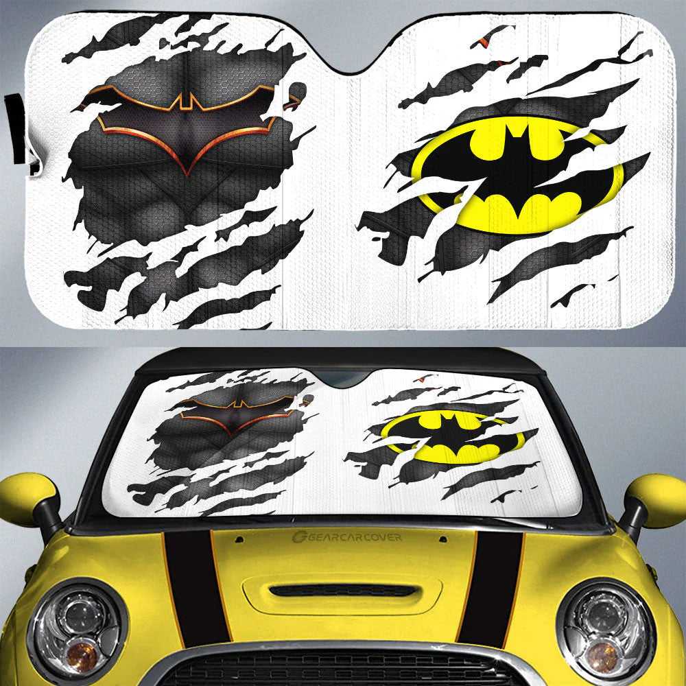 Batman Car Sun Shade Batman Uniform And Symbols Winshield Sun Shade Bl ...