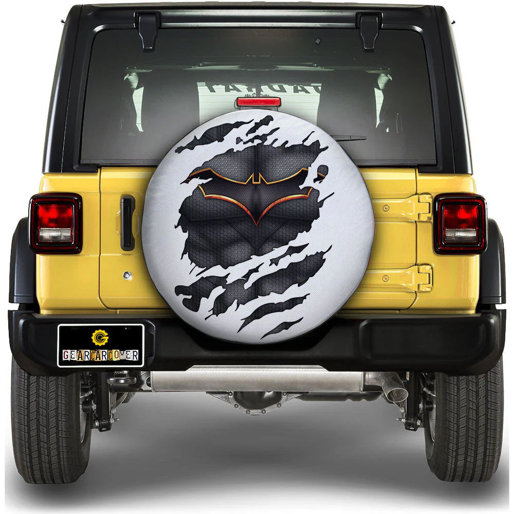 Batman Spare Tire Cover DC Batman Suit Torn Sheet Graphic Tire Covers Black White