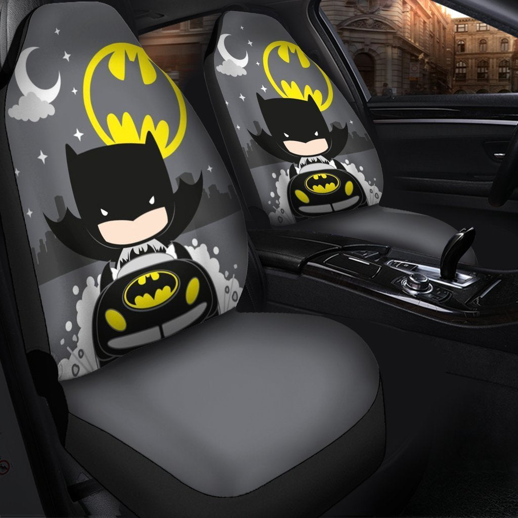 Batman Car Seat Covers Batman On Batmobile Chibi Seat Covers Gray