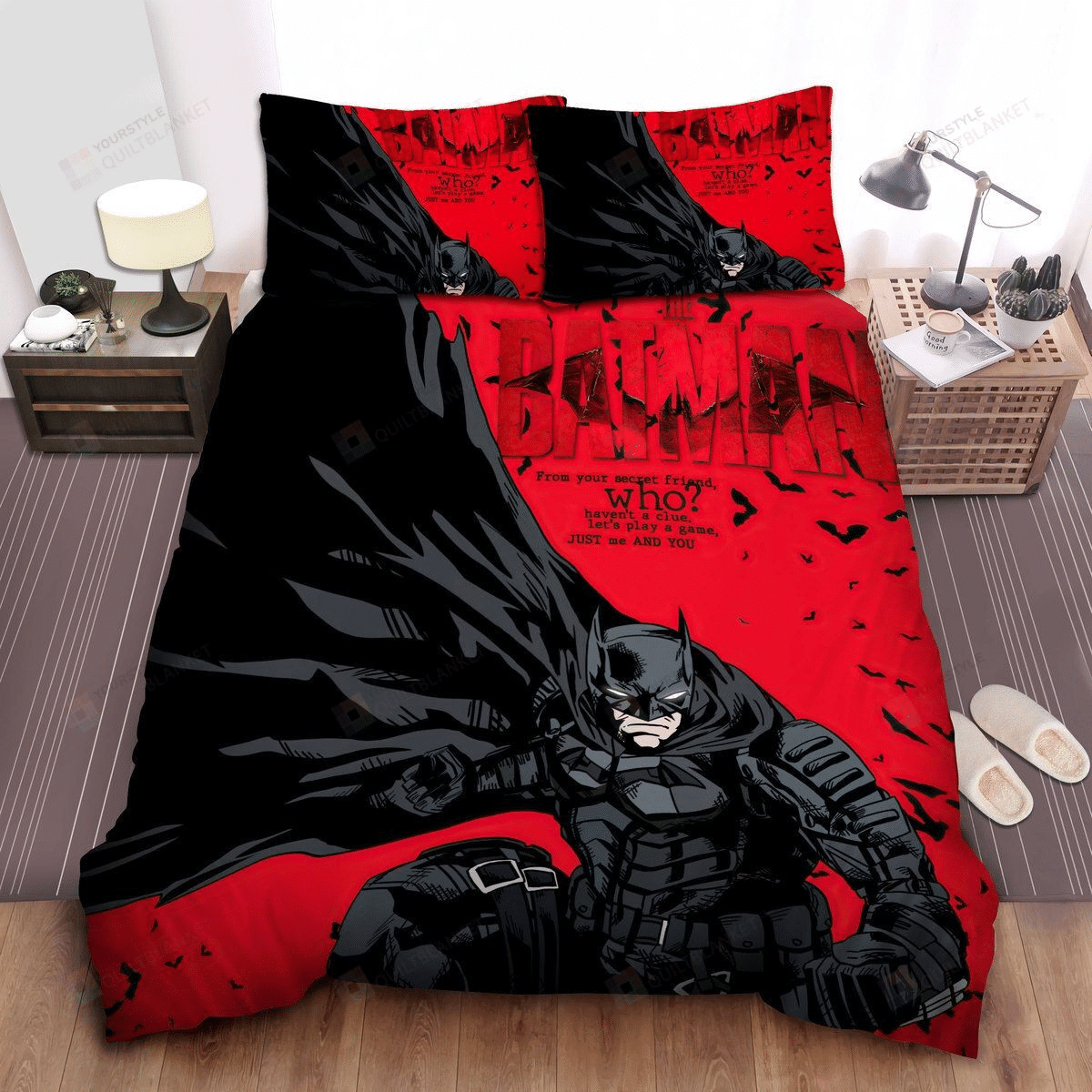 Batman Bedding Set DC Batman From Your Secret Friend Duvet Covers Black Red Unique Gift