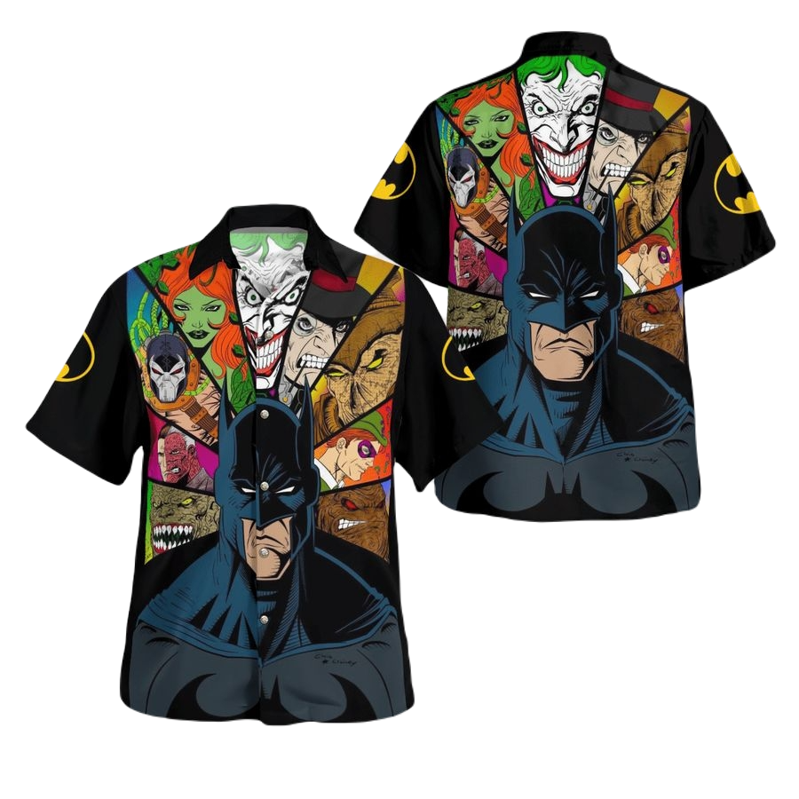 Batman Hawaii Shirt DC Batman And All Villain Face Hawaiian Shirt Colorful Unisex